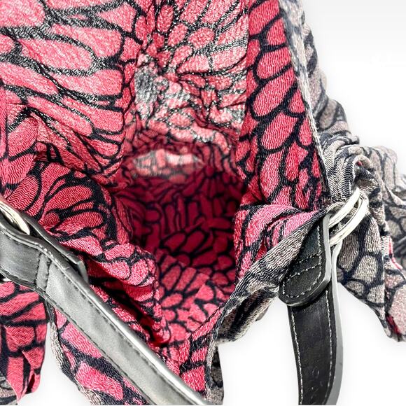 00s Unbranded Vintage Pink Purple Floral Cloth Shoulder Bag - Picture 7 of 8